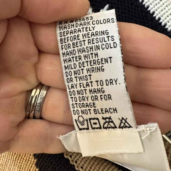 3 for $50💚 Koret Tan and Navy Chevron Pattern Short Sleeve Sweater Size Large - Picture 5 of 5